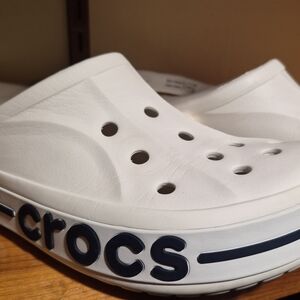 Classic White Crocs Clog with Navy Logo